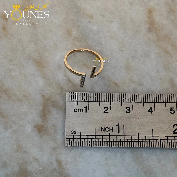 انگشتر دو خط نگین دار طلا